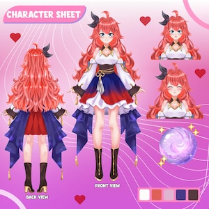 Referentieblad aangepast karakter: OC, VTuber-modelillustratie