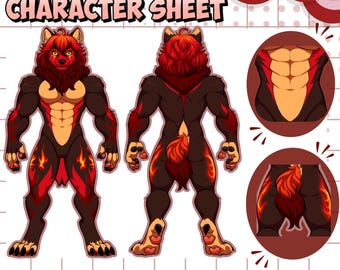 FULL REF SHEET // Custom character design reference sheet commission - Dnd, Oc, Furry...