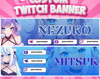 Banner personalizado Chibi Vtuber | Twitch, Discord, Kick, Twitter, YouTube