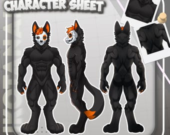 Furry Reference Sheet Commission: Custom Fursona Anthropomorphic Character Design
