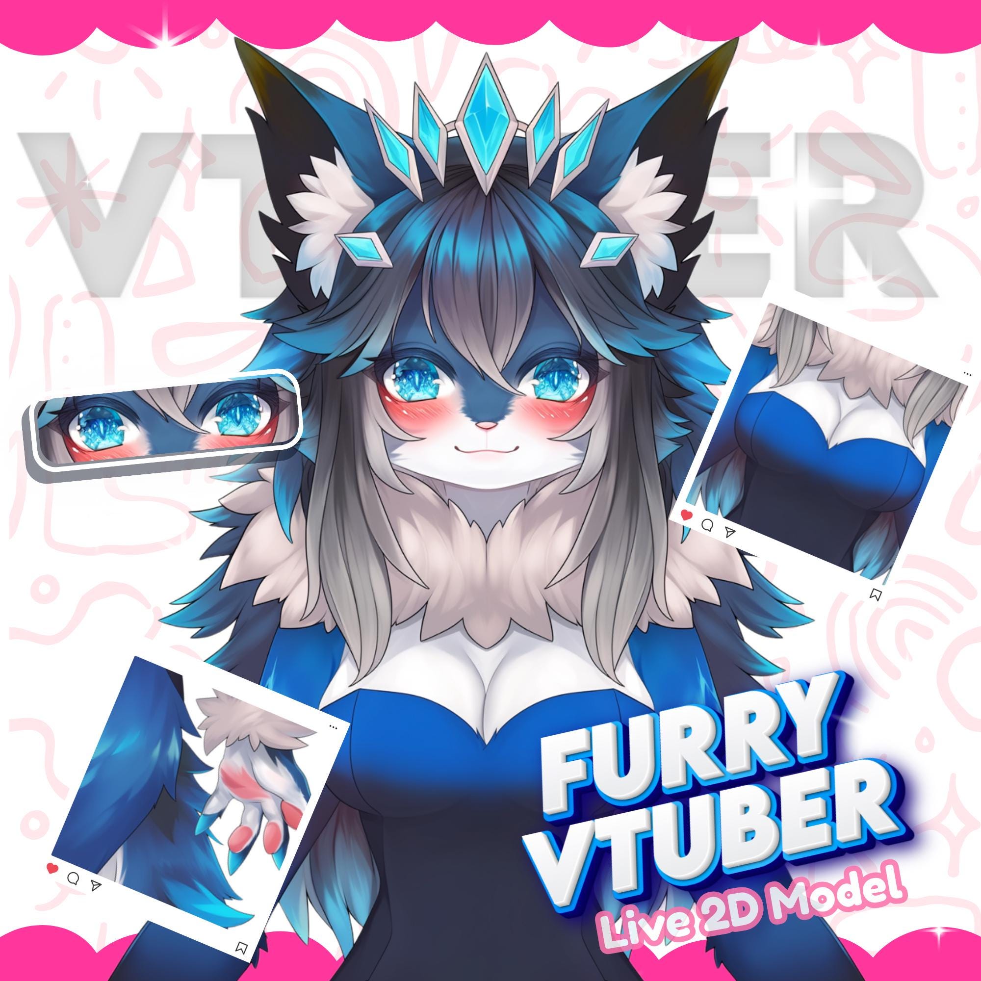 Custom Furry VTuber Model Live2D Rigged, Full Commercial Use
