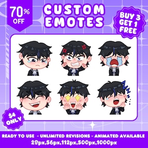 Aangepaste twitch-emotes of kick-emotes | Twitch-emote voor streamer Twitch, Facebook, Discord | Schattige chibi-animestijl | Twitch-emoties, anime