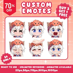 Hoge kwaliteit custom premium Twitch-emotes | Twitch-emoji voor streamer | youtube, Twitch, Discord | Leuke chibi-animestijl