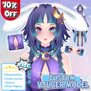 Custom Live2D VTuber Model: Anime Character Design & Rigging Commission for Streaming