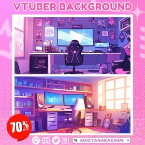 Custom Vtuber Background | Twitch Overlay, aesthetic room Background for vtuber, Vtuber Assets, Youtube, Vtuber Room Stream Package