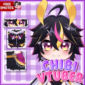 Ilustración personalizada de VTuber estilo chibi, arte de personaje de anime personalizado, modelo Live2D (archivo fuente PSD)