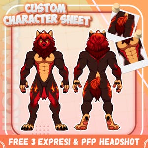 FULL REF SHEET // Custom character design reference sheet commission - Dnd, Oc, Furry...