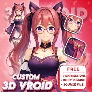 Custom 3D VTuber Avatar | Live2D to VRoid Conversion | Anime Style Rigging (Unity/VRChat)
