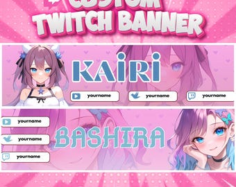 Custom Anime Twitch Banner: Vtuber Streaming Design