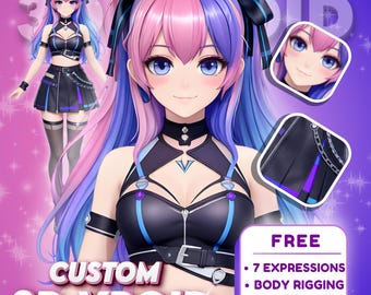 Custom 3D VTuber Avatar: Anime Style VRoid Model, Unity Rigged