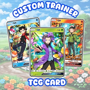 Carte Pokémon personnalisée, portrait pokemon personnalisé, cadeau personnalisé, illustration, fête des pères