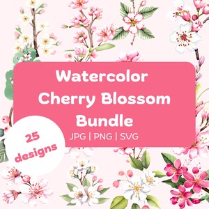 Kirschblüte SVG | Aquarell Kirschblüte | svg | PNG | JPG | Clip Art Bundle mit Wasserfarben Sakura