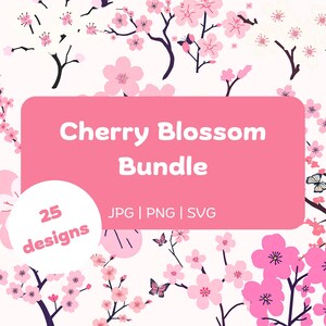 Cherry Blossom SVG | Cherry Blossom Clip Art | svg | PNG | JPG | Cherry Blossom Clipart Bundle