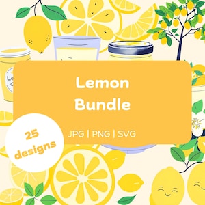 Lemon Clipart | Lemon SVG | PNG | JPG | Lemon Clip Art Bundle | Lemon Designs
