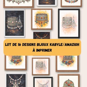 Kabyle Jewelry Art Poster Algeria – Berber Jewelry Print – North African Amazigh Motif Wall Decoration, Boho for Home
