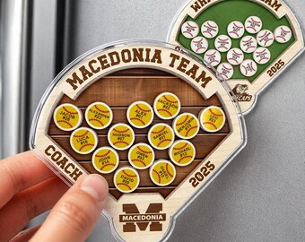 Personalized Shaker Baseball Coach Magnet: Custom Softball Coach Gift, End of Year Gift