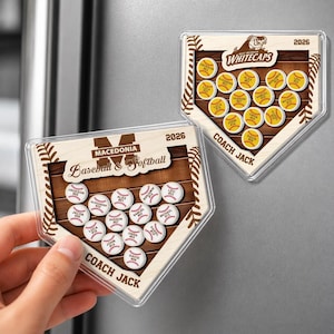 Regalo personalizado para entrenador de sóftbol: imán con nombre personalizado, regalo de fin de temporada de béisbol