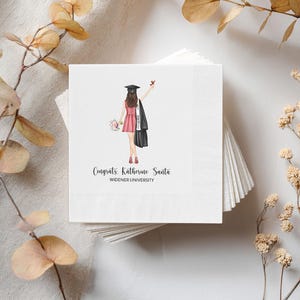 Custom Girls Graduation Napkins: Class Of 2026 Graduation Party Favors Decor