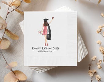 Custom Girls Graduation Napkins: Class Of 2026 Graduation Party Favors Decor
