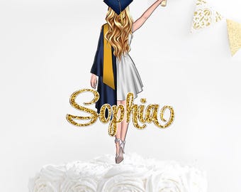 Personalized Graduation Cake Topper, Girls Class Of 2026 Cake Topper, Graduation 2026 Gifts, Custom Congrats Graduation Party Favors Decor