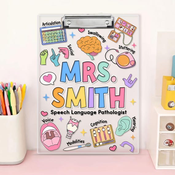 Personalized Speech Therapist Teacher Gift, Custom Speech Therapy Teacher Clipboard, SLP Clipboard With Teacher Name, Gift For SLP Teacher