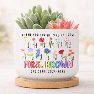 Personalized Teacher Appreciation Gifts, Custom Flowers Teacher With Student Name Plant Pot, Thank You Gift For Teacher, End Of Year Gifts
