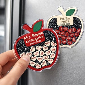 Personalized Teacher Apple Acrylic Magnet: Teacher Thank You Gift, Appreciation Teacher Gift