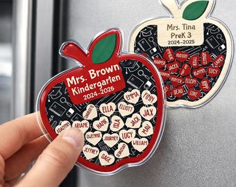 Personalized Teacher Apple Acrylic Magnet: Teacher Thank You Gift, Appreciation Teacher Gift