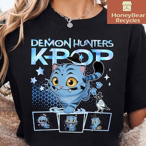 Camiseta engraçada de caçadores de demônios com tigre, camiseta de caçadores de demônios com tigre, camiseta K-pop, camiseta de caçadores de tigre, presente fofo de animal