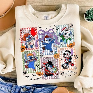 Cartoon Friends Shirt, Trick Or Trick Shirt, Halloween Horror Characters Sweatshirt, Halloween Shirt, Horror Movie Tee, Horror Friends Gift