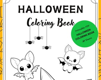 Halloween Children's Coloring Book, Halloween Coloring Pages, Children's Coloring Pages, Printable Sheet, PDF, Instant Download