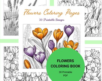 Flowers Coloring Book, Flowers Coloring Pages, Adult Coloring Pages ...