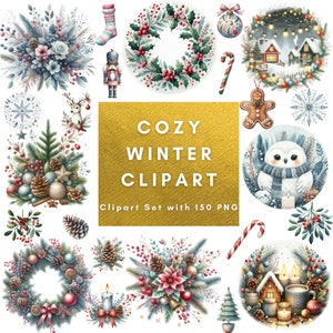 Cozy Winter Clipart 150 PNG Clipart High Quality PNG Images Cute Christmas Transparent Background Christmas Winter Bundle Digital Download