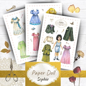 Paper Doll, Hand Painted Doll, Watercolor Doll, Paper Doll Printable, Cut Out Doll, Dress Up Doll, Kids Art Activity, Dolls Outfits