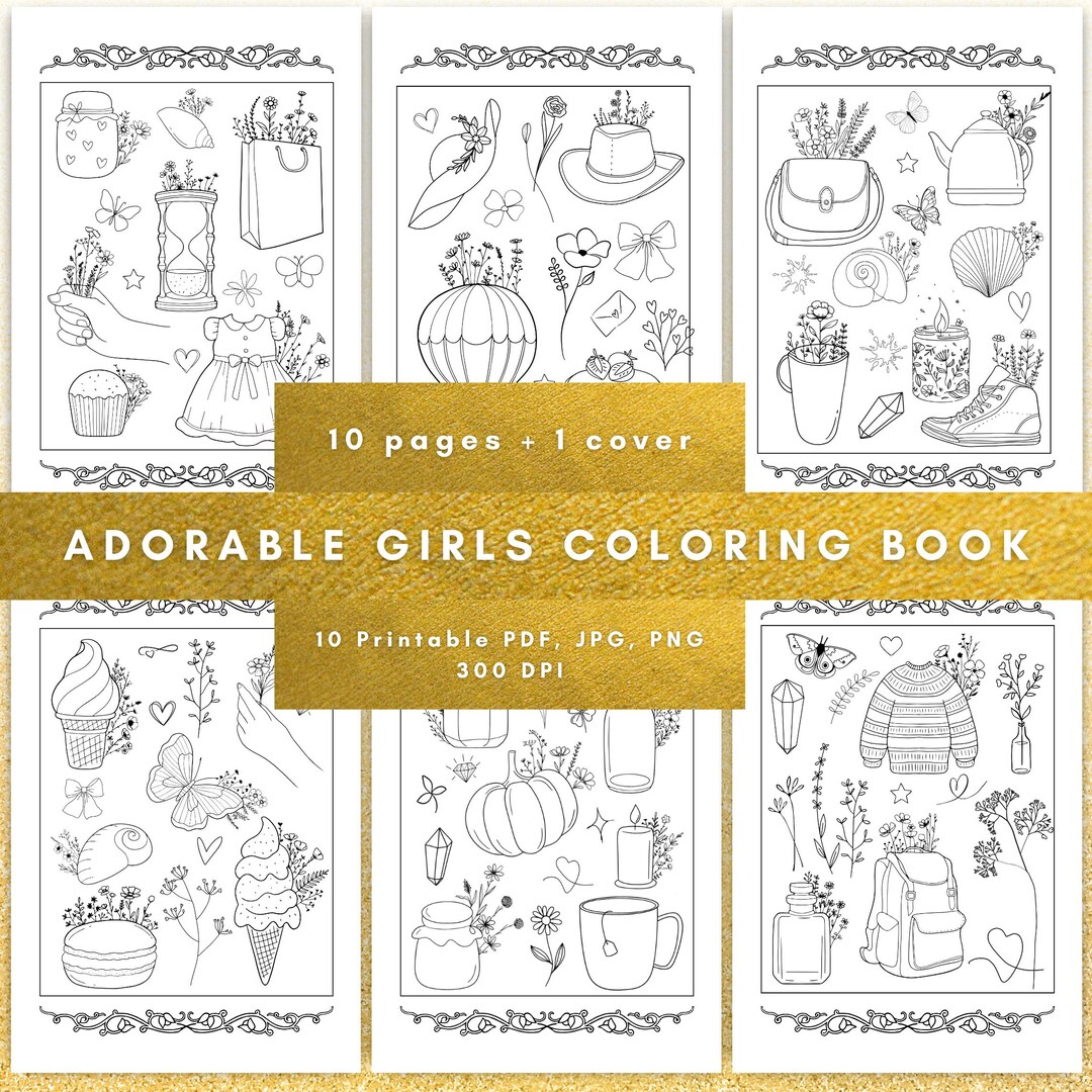 Adorable Girls Coloring Book | Printable PDF | Cute & Kawaii Coloring ...
