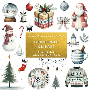 Christmas Clipart 135 PNG SVG Scandinavian Style High Quality Images Transparent Background Christmas Winter Bundle Clipart Digital Download