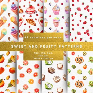 Sweet and Fruity Patterns 85 JPG, PNG, SVG, Seamless, Scrapbook Paper, Digital Background, Commercial Use, Digital Download