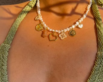 Custom Cultured Freshwater Pearl Sienna Charm Necklace