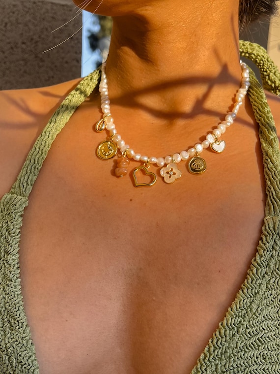 Custom Cultured Freshwater Pearl Sienna Charm Necklace