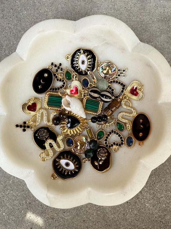 Individual 18k Gold Charms for Custom Carabiner, Push Clasp, Journal