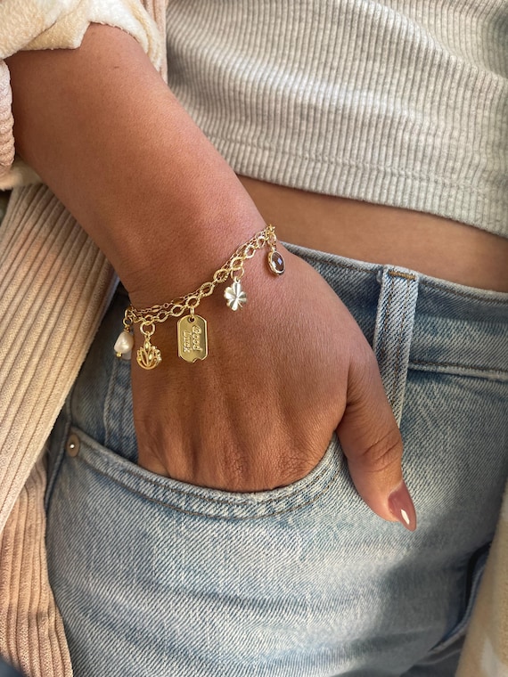Custom Gold Charm Bracelet DYO Design Your Own