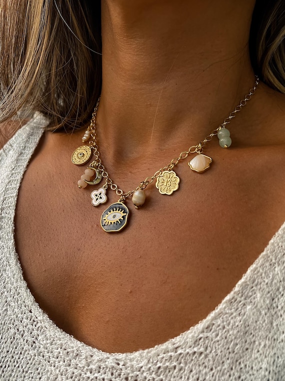 Custom Gold Dapped Evie Chain Charm Necklace