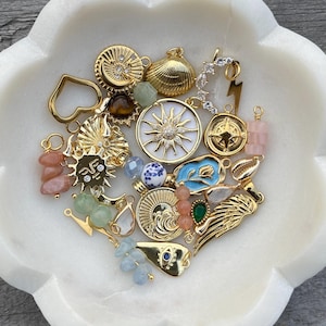 Add-On Individual 18k Gold Charms for Custom Carabiner, Push Clasp, Journal