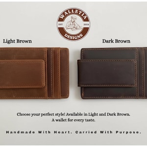 Porte-cartes magnétique personnalisé en cuir marron, pince à billets gravée, cadeau pour Noël, cadeau pour mari, cadeau pour le marié