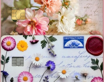 Conjunto de capas para cartão de débito com estampa floral, 2 designs diferentes: Vintage e Wildflower.