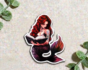Tattooed Mermaid Book Sticker: Dark Fantasy Kindle Decor