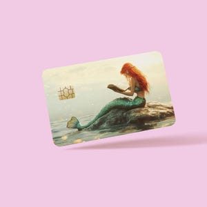 Habillage sirène pour carte de débit – Autocollant en vinyle pour cartes de débit et de crédit, thème océan esthétique, imperméable | cadeau pour elle|