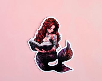 Tattooed Mermaid Book Sticker: Dark Fantasy Kindle Decor