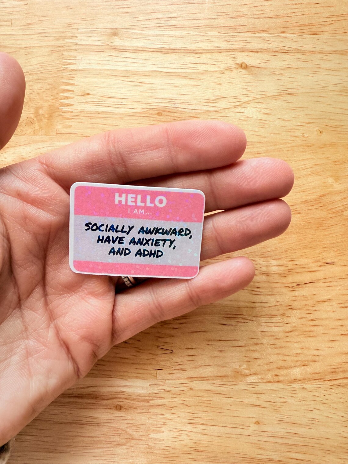 Funny Socially Awkward Sticker – ADHD & Anxiety Humor Name Tag ...