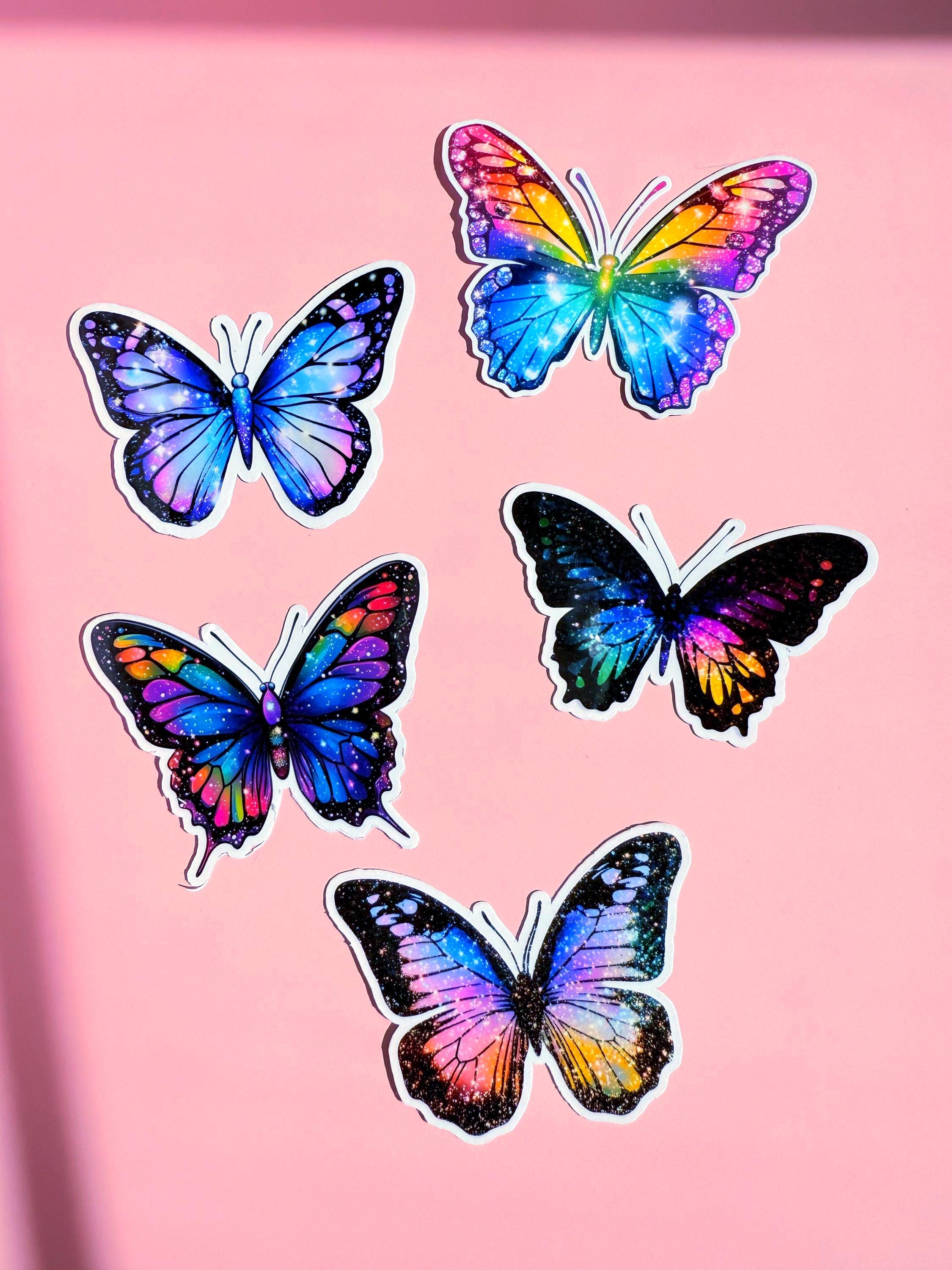 Beautiful Butterfly Sticker Pack – Glitter-Look Vinyl Butterflies for Journals, Tumblers & Laptops | Aesthetic Shiny Decal Set | gift set